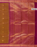 Elegant Kanchipuram Pure Silk Saree with Traditional Weave & Rich Zari Border - Pallu