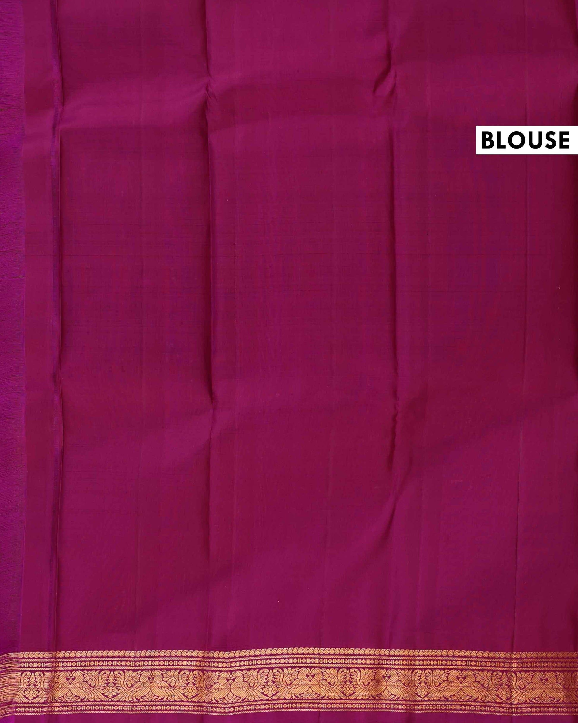 Elegant Kanchipuram Pure Silk Saree with Traditional Weave & Rich Zari Border - Purple-Blouse