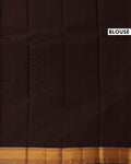 Elegant Kanchipuram Pure Silk Saree with Traditional Zari Border & Rich Pallu - Dark Brown-Blouse