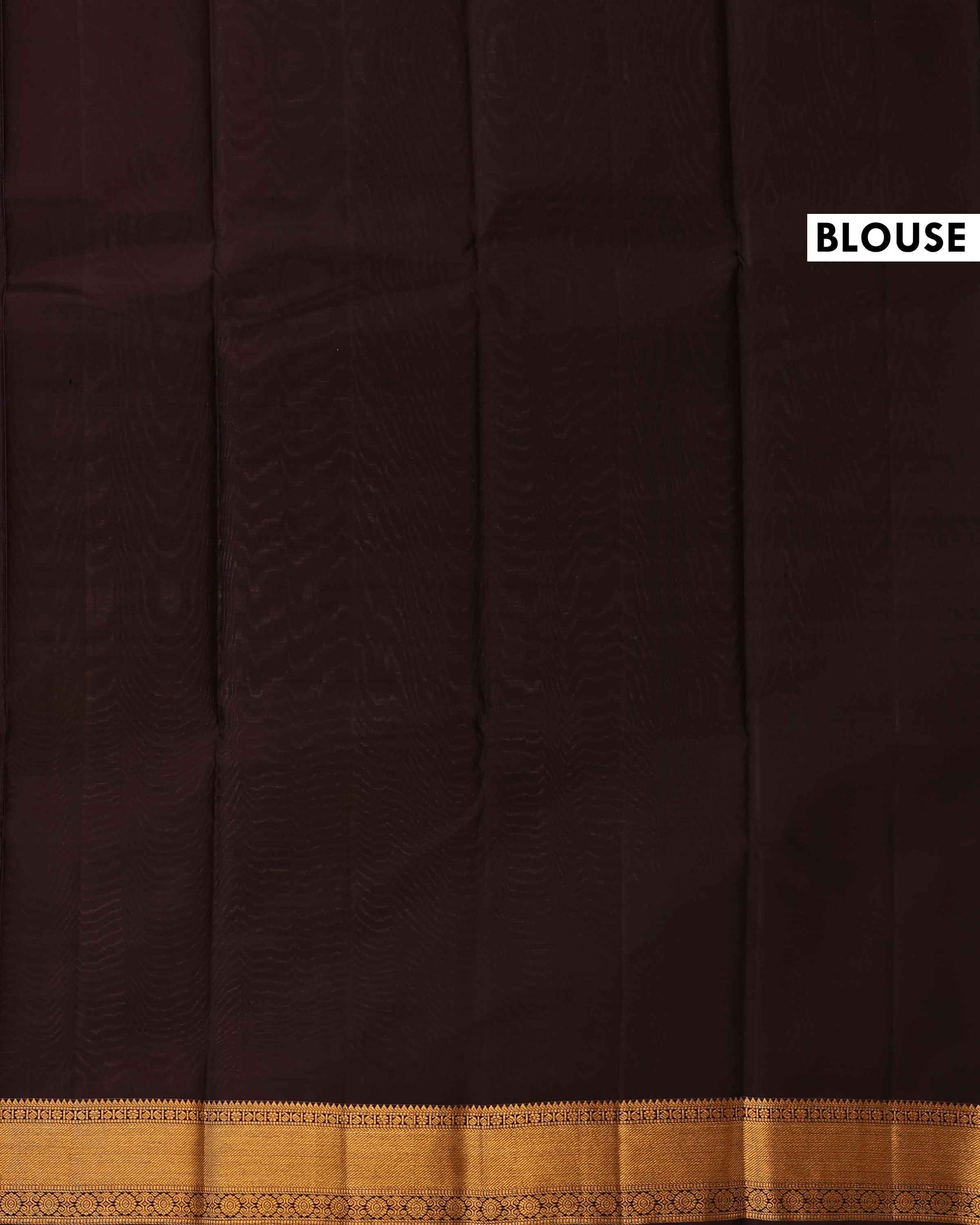 Elegant Kanchipuram Pure Silk Saree with Traditional Zari Border & Rich Pallu - Dark Brown-Blouse