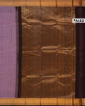 Elegant Kanchipuram Pure Silk Saree with Traditional Zari Border & Rich Pallu - Greyish Purple-Pallu