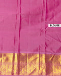 Elegant Kanchipuram Pure Silk Saree with Traditional Zari Border and Intricate Temple Motifs - Pink