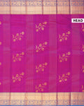Elegant Kanchipuram Pure Silk Saree with Traditional Zari Weave and Contrast Border - Purple-Head