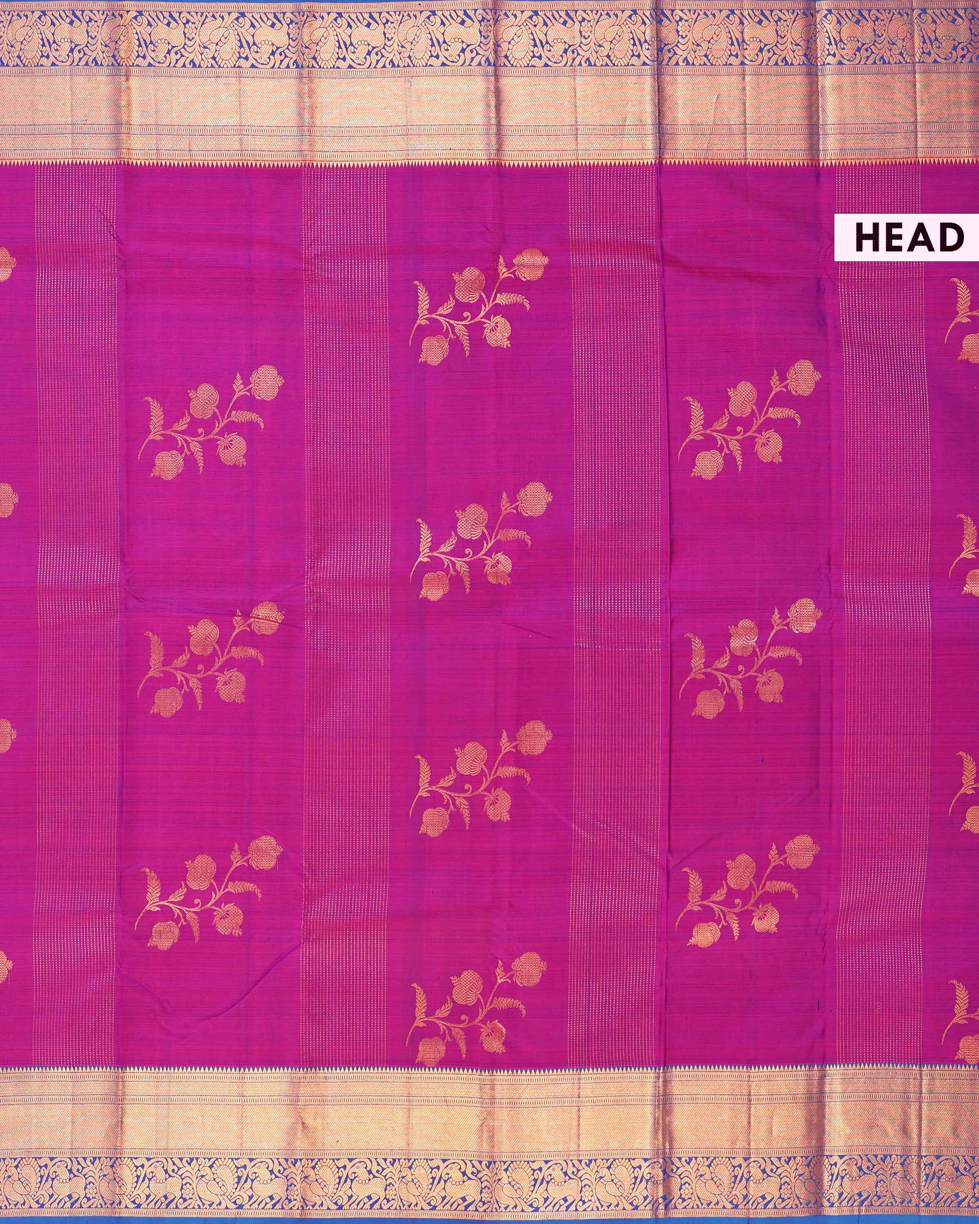 Elegant Kanchipuram Pure Silk Saree with Traditional Zari Weave and Contrast Border - Purple-Head