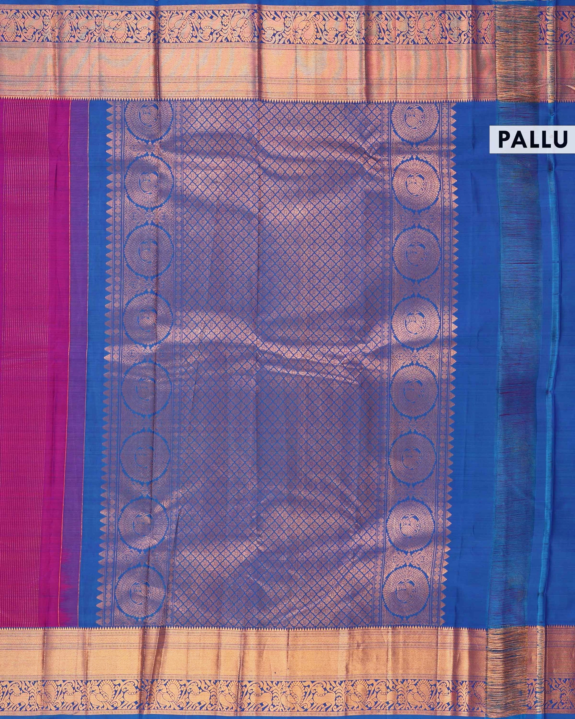 Elegant Kanchipuram Pure Silk Saree with Traditional Zari Weave and Contrast Border - Purple-Pallu