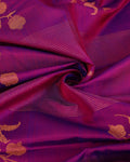 Elegant Kanchipuram Pure Silk Saree with Traditional Zari Weave and Contrast Border - Purple -Close Up