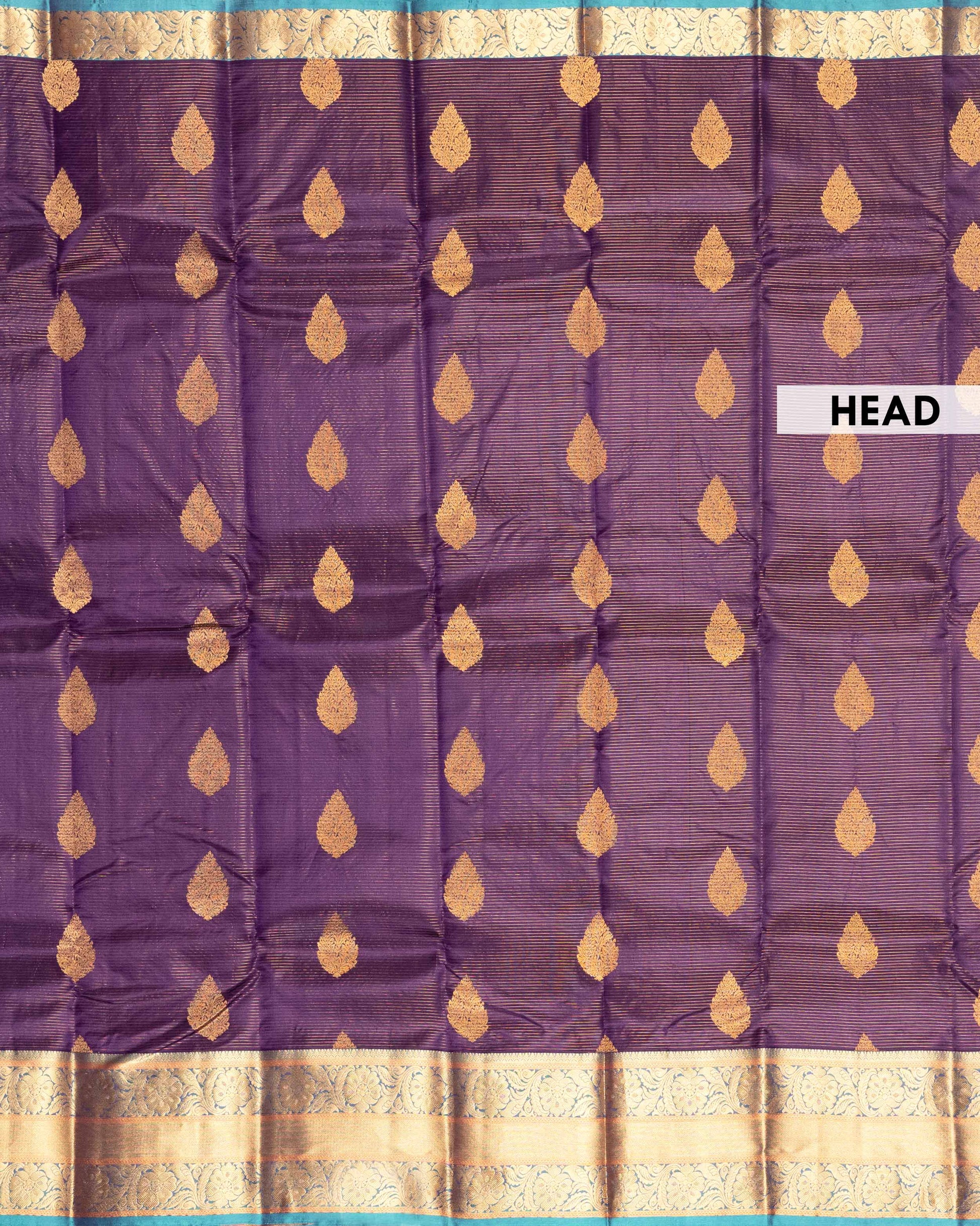 Elegant Kanchipuram Pure Silk Saree with Zari Woven Large Buttis and Intricate Floral Border - Purple