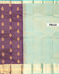 Elegant Kanchipuram Pure Silk Saree with Zari Woven Large Buttis and Intricate Floral Border - Purple