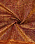 Elegant Kanchipuram Tissue Silk Saree with Floral Brocade Weaving and Rich Traditional Zari Border - Close Up
