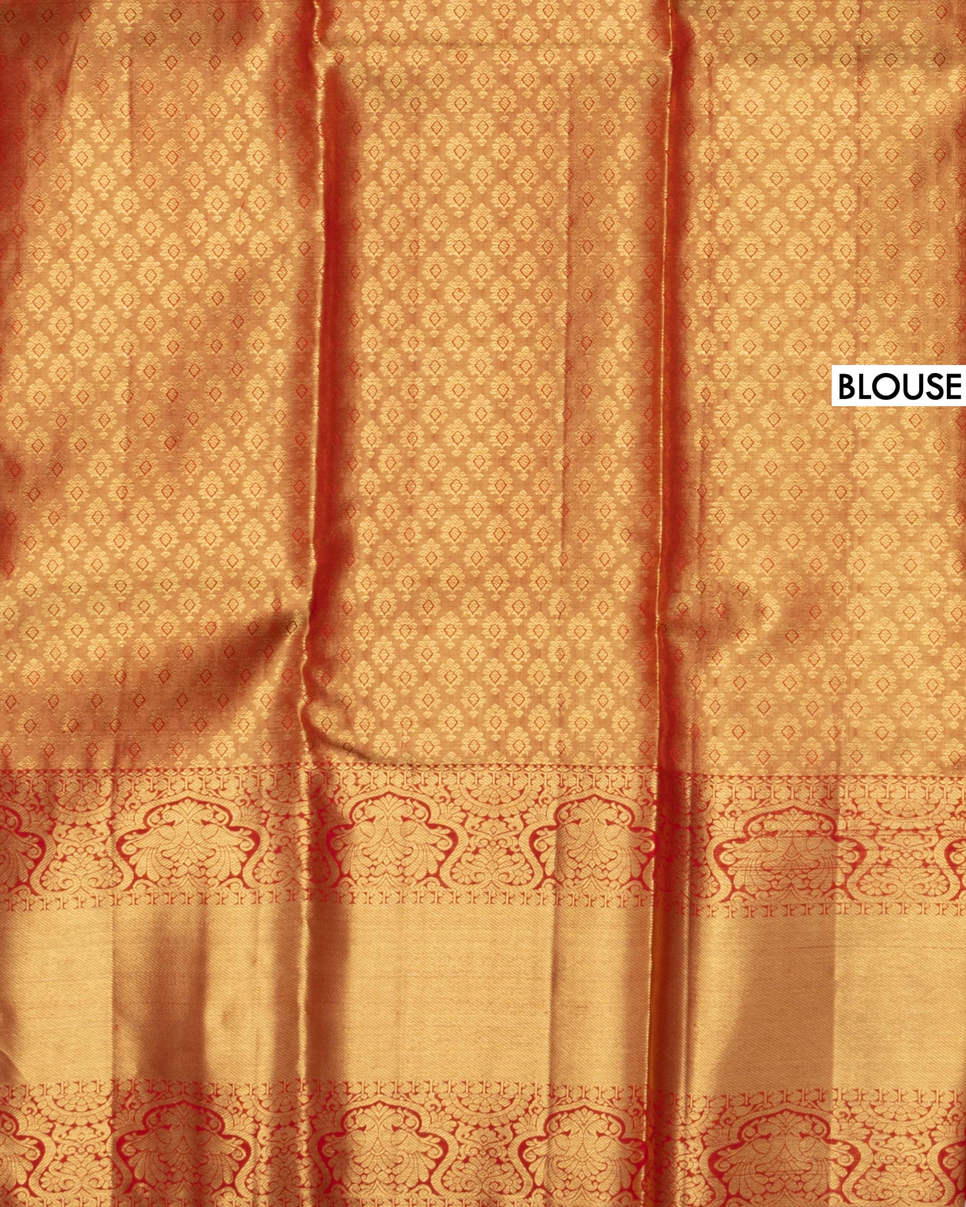Elegant Kanchipuram Tissue Silk Saree with Intricate Zari Weaving and Traditional Designer Border - Blouse