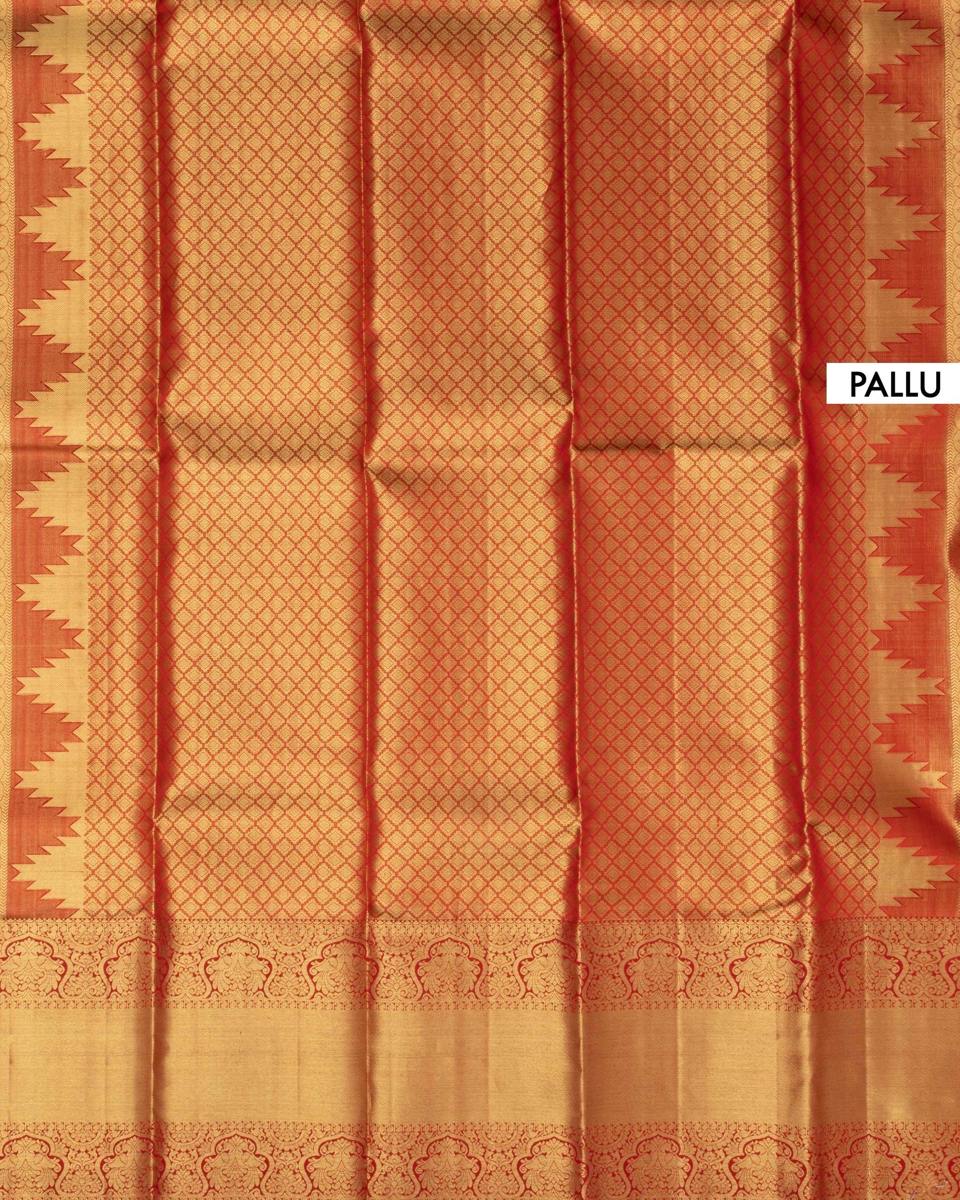 Elegant Kanchipuram Tissue Silk Saree with Intricate Zari Weaving and Traditional Designer Border - Pallu