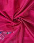 Elegant Kantha Work Saree with Intricate Handcrafted Border and Traditional Motif Detailing - Magenta