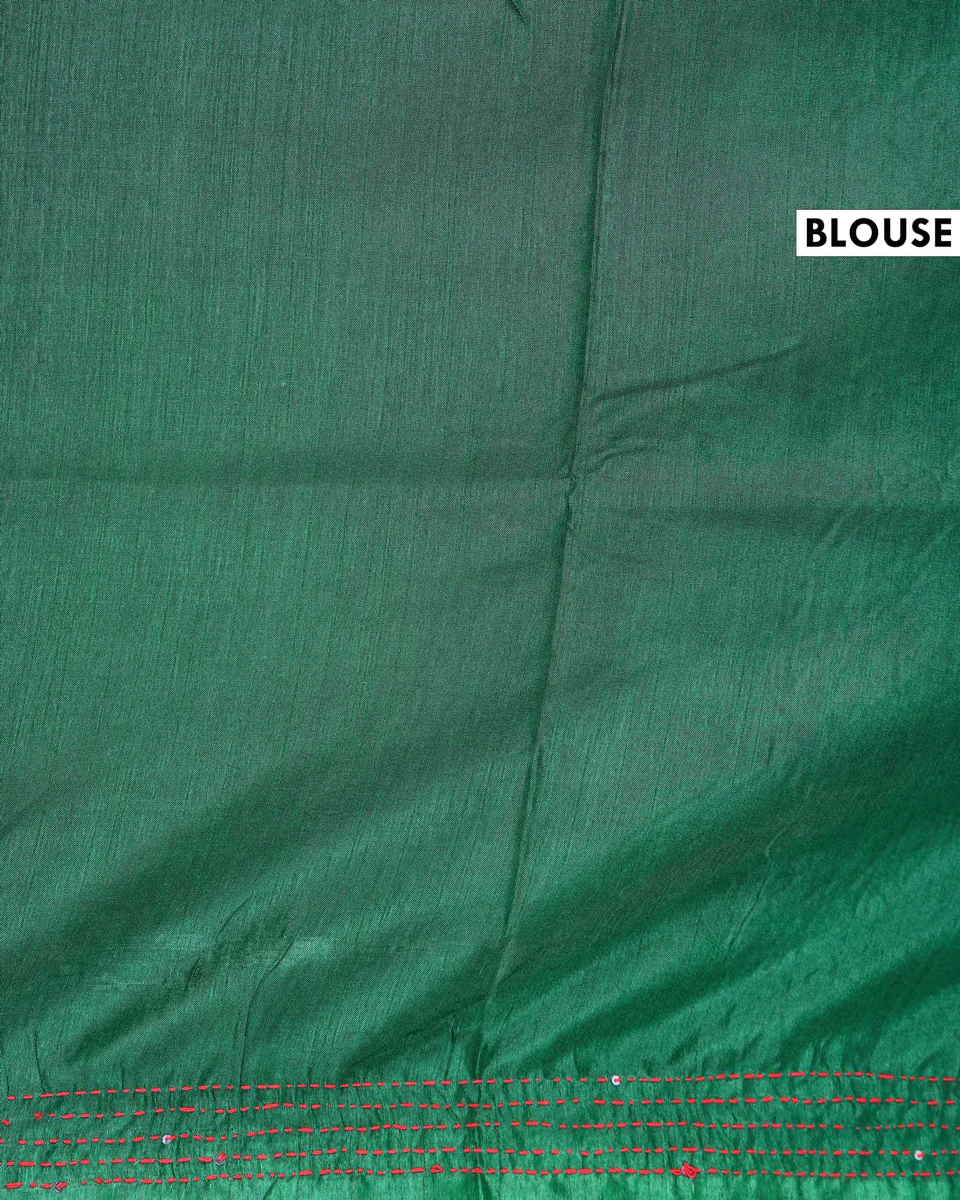 Elegant Kantha Work Silk Saree with Intricate Handcrafted Border and Traditional Motif Detailing - Green