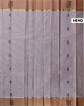 Elegant Kovai Cotton Saree with Fine Textured Weave and Floral Motif Border - Grey
