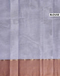 Elegant Kovai Cotton Saree with Fine Textured Weave and Floral Motif Border - Light Grey