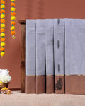 Elegant Kovai Cotton Saree with Fine Textured Weave and Floral Motif Border - Light Grey