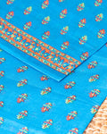 Elegant Lightweight Voile Cotton Saree with All-Over Motif Print - Blue