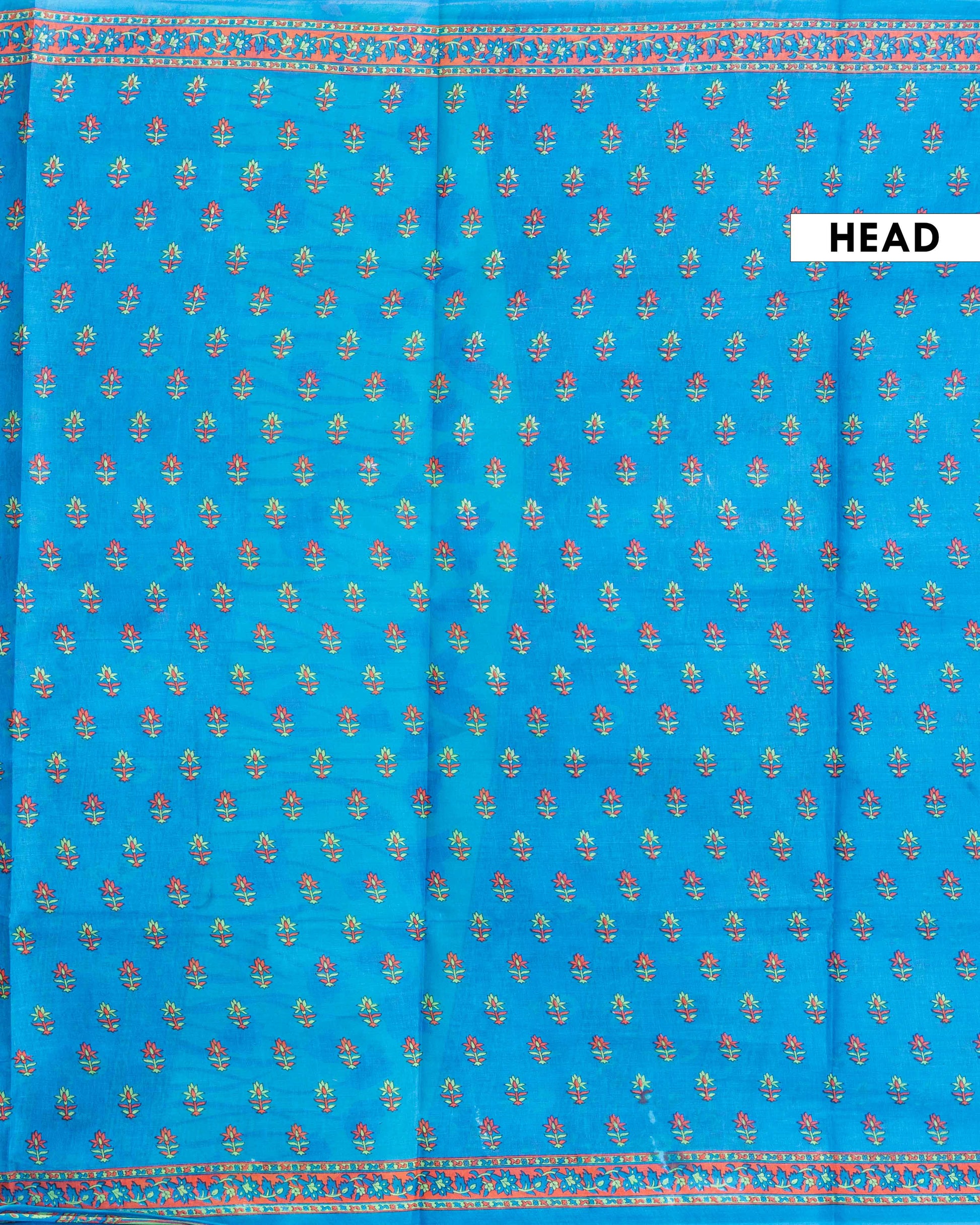 Elegant Lightweight Voile Cotton Saree with All-Over Motif Print - Blue