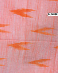 Elegant Linen Cotton Saree with Traditional Ikat-Inspired Design - Blue-Blouse