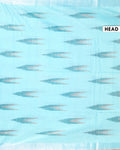 Elegant Linen Cotton Saree with Traditional Ikat-Inspired Design - Blue-Head