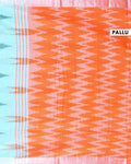 Elegant Linen Cotton Saree with Traditional Ikat-Inspired Design - Blue-Pallu