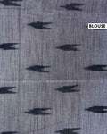 Elegant Linen Cotton Saree with Traditional Ikat-Inspired Design - Green-BLOUSE