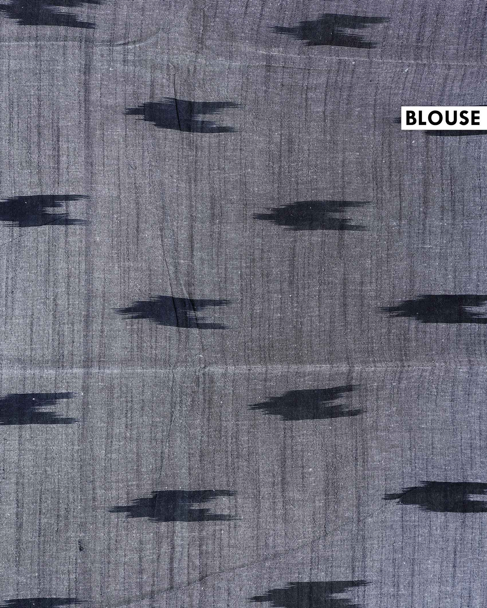 Elegant Linen Cotton Saree with Traditional Ikat-Inspired Design - Green-BLOUSE