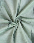 Elegant Linen Cotton Saree with Traditional Ikat-Inspired Design - Green-CLOSE