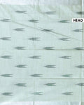 Elegant Linen Cotton Saree with Traditional Ikat-Inspired Design - Green-HEAD