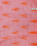 Elegant Linen Cotton Saree with Traditional Ikat-Inspired Design - Sky Blue-BLOUSE