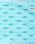 Elegant Linen Cotton Saree with Traditional Ikat-Inspired Design - Sky Blue-Head