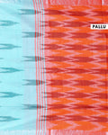 Elegant Linen Cotton Saree with Traditional Ikat-Inspired Design - Sky Blue-PALLU