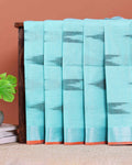 Elegant Linen Cotton Saree with Traditional Ikat-Inspired Design - Sky Blue