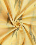 Elegant Linen Cotton Saree with Traditional Ikat-Inspired Design - Yellow-CLOSE