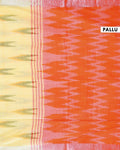 Elegant Linen Cotton Saree with Traditional Ikat-Inspired Design - Yellow-PALLU