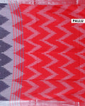 Elegant Linen Cotton Saree with Traditional Ikkat-Inspired Design - Grey-pallu