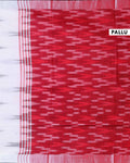 Elegant Linen Cotton Saree with Traditional Ikkat-Inspired Design - Off White-Pallu