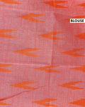Elegant Linen Cotton Saree with Traditional Ikkat-Inspired Design - Olive Green-Blouse