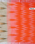 Elegant Linen Cotton Saree with Traditional Ikkat-Inspired Design - Olive Green-pallu