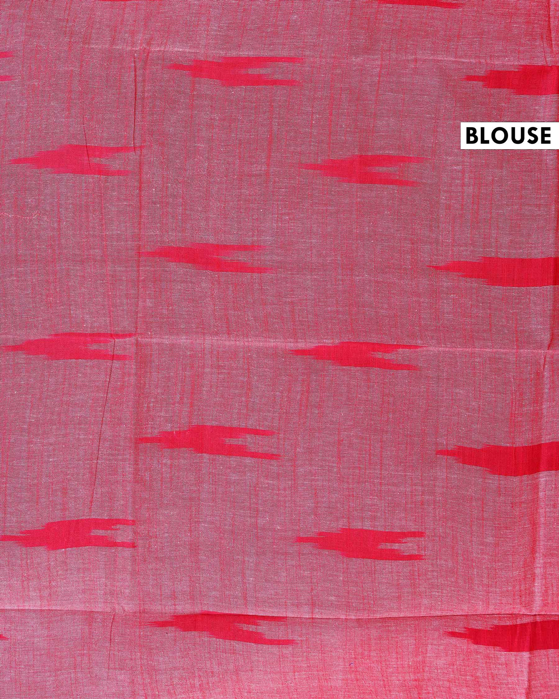 Elegant Linen Cotton Saree with Traditional Ikkat-Inspired Design - blouse