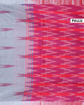 Elegant Linen Cotton Saree with Traditional Ikkat-Inspired Design - pallu