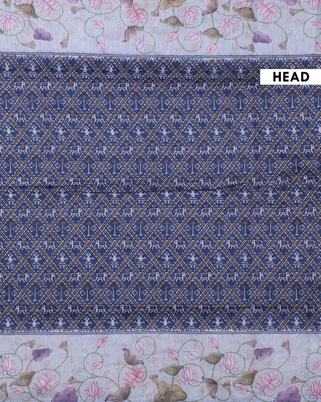 Elegant Linen Organza Saree with All Over Patola Print and Traditional Floral Pallu - Blue