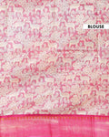 Elegant Mangalagiri Semi Silk Saree with Hand-painted Kalamkari Floral Motifs - Blue-Blouse