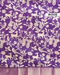 Elegant Mangalagiri Semi Silk Saree with Traditional Kalamkari-Inspired Motifs - Yellow-Blouse