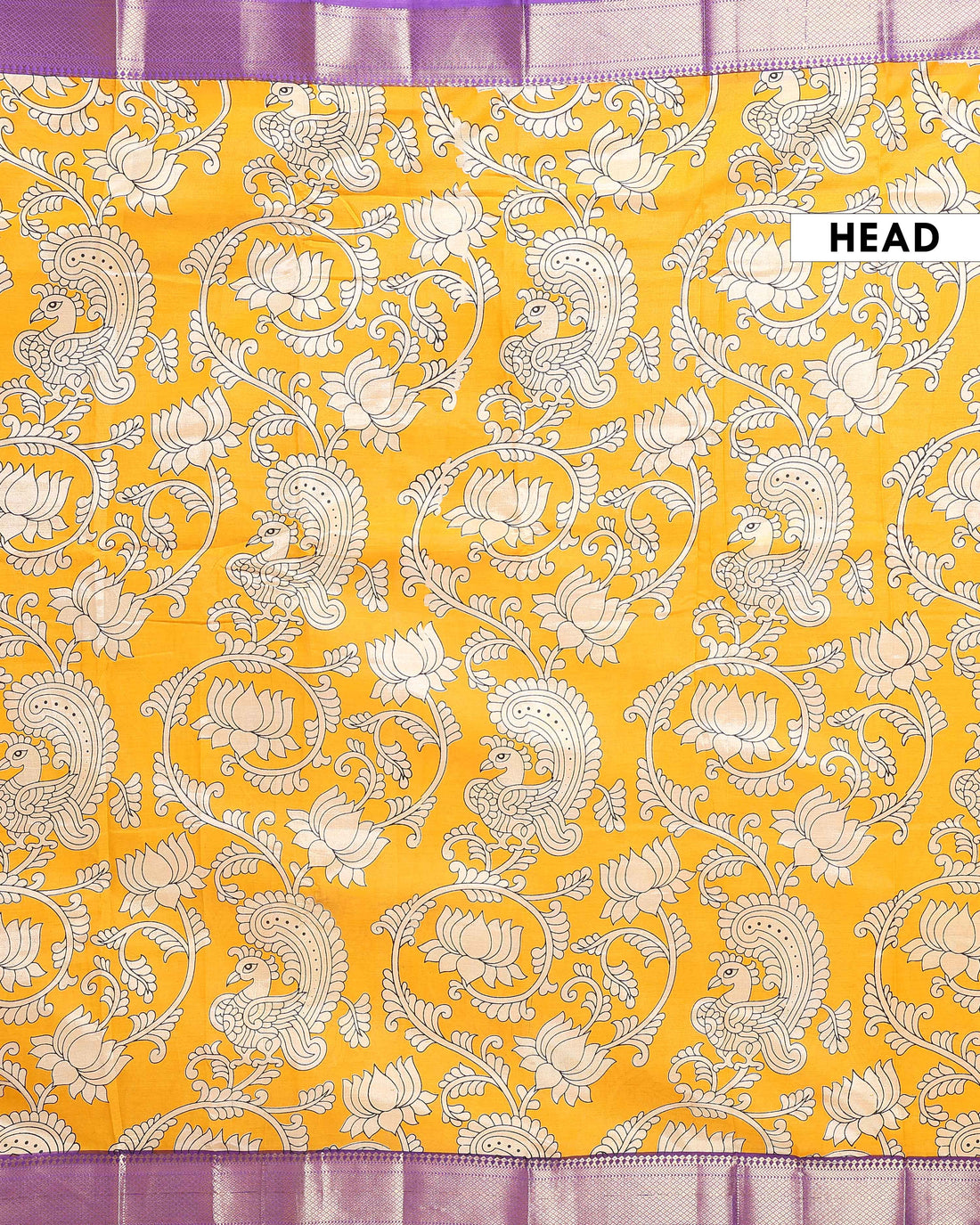Elegant Mangalagiri Semi Silk Saree with Traditional Kalamkari-Inspired Motifs - Yellow