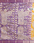 Elegant Mangalagiri Semi Silk Saree with Traditional Kalamkari-Inspired Motifs - Yellow-Pallu