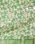 Elegant Mangalagiri Semi Silk Saree with Traditional Kalamkari Motifs - Cream-Blouse