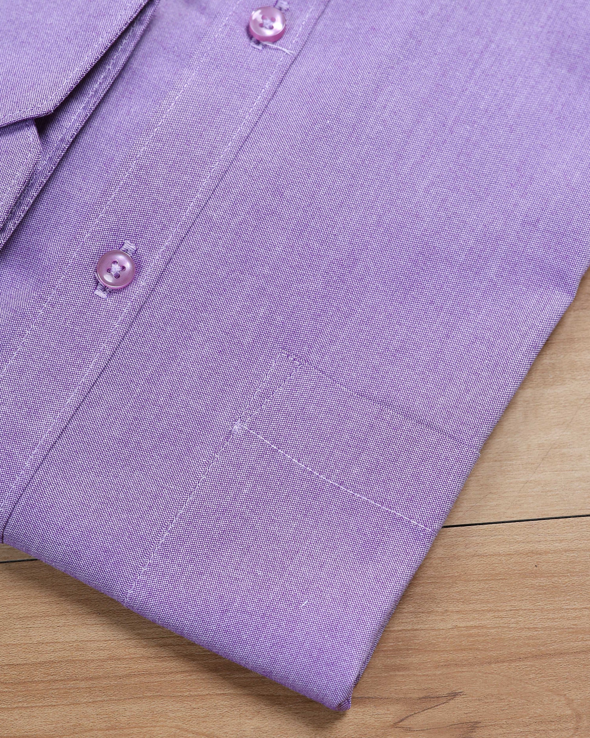 Elegant Men's Ethnic Full Sleeve Shirt & Dhoti Set with Traditional Border - Lavender