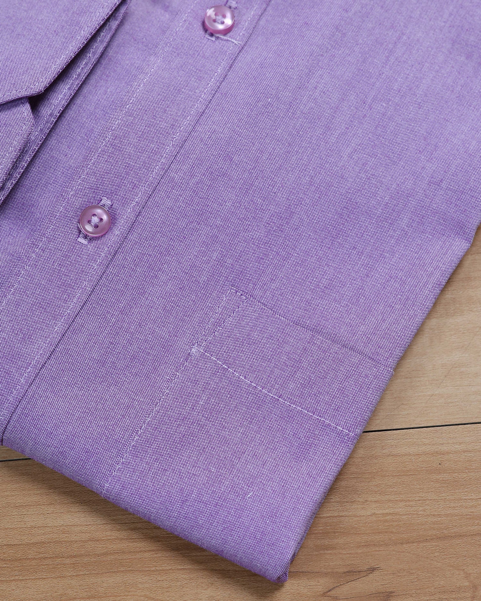 Elegant Men's Ethnic Full Sleeve Shirt & Dhoti Set with Traditional Border - Lavender-side