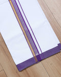 Elegant Men's Ethnic Full Sleeve Shirt & Dhoti Set with Traditional Border - Lavender